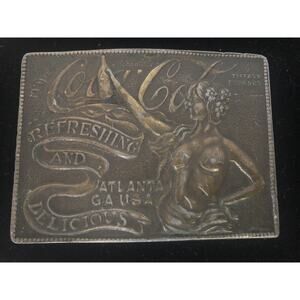 Vintage Lewis Buckles Art Deco Coca Cola Bronze Belt Buckle Nude Lady